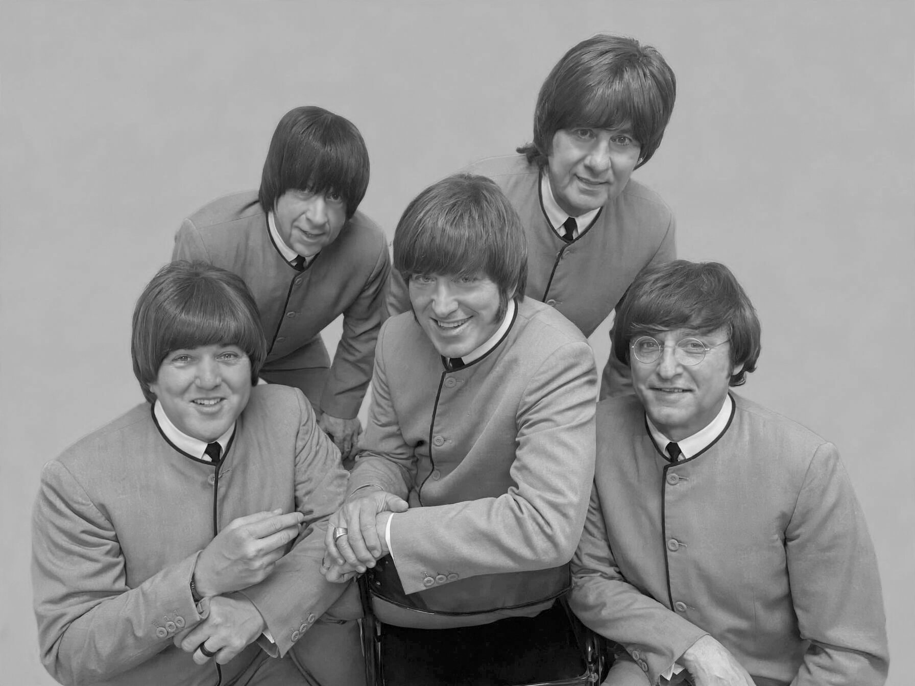 The Fab 5 in black and white collarless jackets