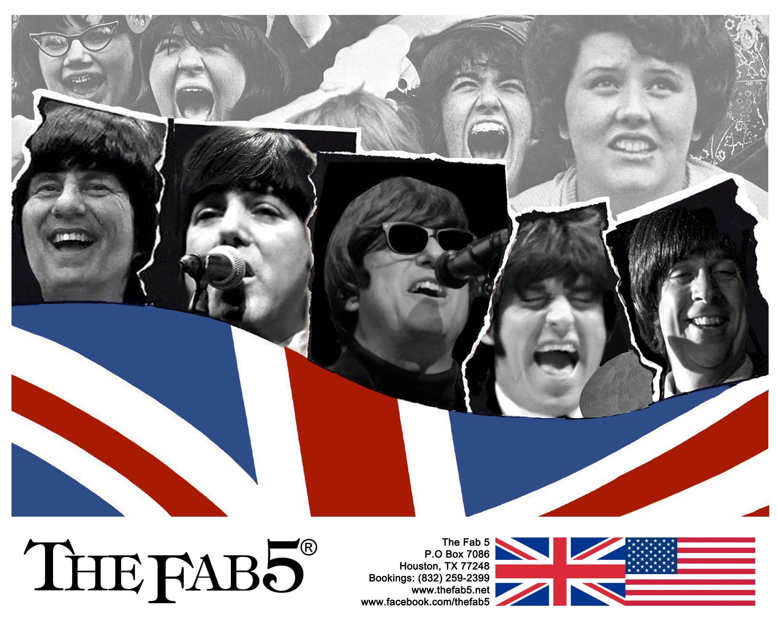 The Fab 5 collage with Union Jack and American flag design